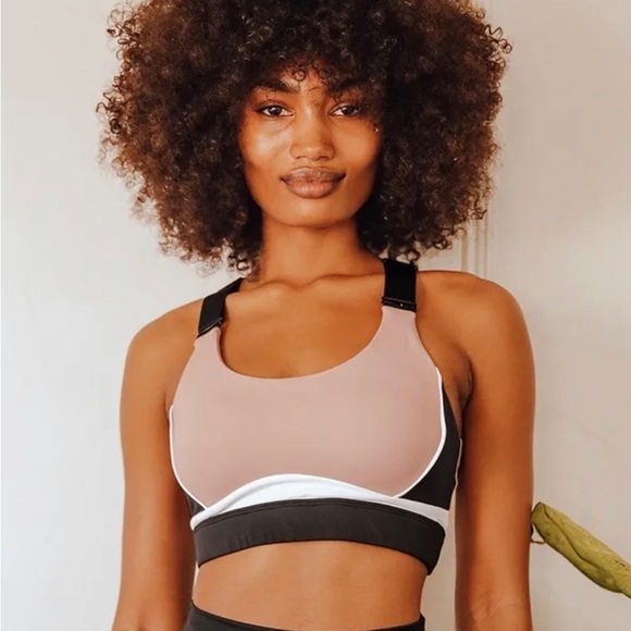 All Fenix Ivy Beige Multi Color Block High-Impact Sports Bra - Picture 1 of 7
